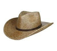 Stetson Chapeau de paille de style western mexicain avec garniture en cuir fabriqué au Mexique, marron, L