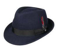 Stetson Chapeau Elkader Trilby Femme/Homme - pour Homme Fedora avec Ruban Gros Grain Printemps-ete Printemps Ete Automne Hiver - M (56-57 cm) Bleu
