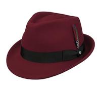 Stetson Chapeau Elkader Trilby Femme/Homme - pour Homme Fedora avec Ruban Gros Grain Printemps-ete Printemps Ete Automne Hiver - L (58-59 cm) Rouge Fonce
