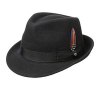STETSON Chapeau Elkader Trilby Femme/Homme - pour Homme Fedora avec Ruban Gros Grain Hiver Automne Été Printemps Printemps-été - M (56-57 cm) Noir