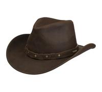 STETSON Chapeau en Cuir Calf Split Western Homme - Feutre de Laine Cowboy avec Doublure, Bandeau Hiver Automne-Hiver - M (56-57 cm) Marron