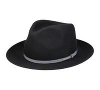 Stetson Chapeau en Feutre de Poil Garrison Homme - Made in The EU Fedora avec Ruban Gros Grain Automne-Hiver Automne Hiver - 57 cm Bleu Fonce