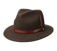 Stetson Chapeau en Feutre Manton Traveller Homme - pour de avec Doublure, Bandeau Cuir Hiver Printemps-été - M (56-57 cm) Marron