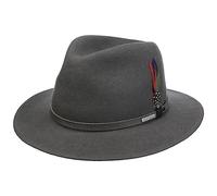 Stetson Chapeau en Laine Cainsville Traveller Femme/Homme - Made in The EU de Feutre Outdoor avec Bandeau Cuir Hiver Automne-Hiver - L (58-59 cm) Gris Fonce