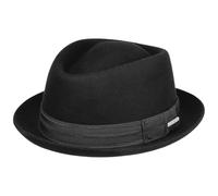 Stetson Chapeau en Laine Classic Diamond Crown Homme - Feutre de Porkpie avec Ruban Gros Grain Automne Été Printemps Hiver Printemps-été - XL (60-61 cm) Noir