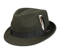 Stetson Chapeau en Laine Levamo Trilby Femme/Homme - de Feutre avec Ruban Gros Grain Automne-Hiver Hiver - S (54-55 cm) Olive