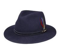 Stetson Chapeau en Laine Tenvelco Traveller Femme/Homme - Made in The EU Outdoor de Feutre avec Bandeau Cuir Automne-Hiver Hiver - L (58-59 cm) Bleu foncé