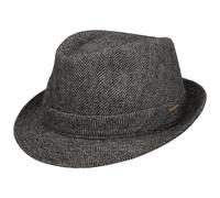 Stetson Chapeau en Laine Teton Herringbone Femme/Homme - Made in Italy Trilby avec Doublure Hiver Automne-Hiver - 59 cm Marron Fonce