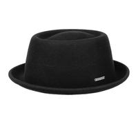 Stetson Chapeau en Laine Uni Pork Pie Femme/Homme - de Feutre avec Doublure Hiver Printemps-été - XL (60-61 cm) Noir