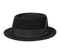 Stetson Chapeau en Laine Vancosta Pork Pie Femme/Homme - Outdoor de Feutre Voyage avec Ruban Gros Grain Hiver Printemps-été - XL (60-61 cm) Noir