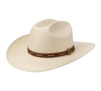 Stetson Chapeau en Paille Edcouch Western Toyo Homme - de Soleil Cowboy D'Ete avec Bandeau Cuir Ete Printemps-ete - S (54-55 cm) Nature