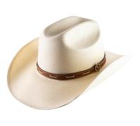 STETSON Chapeau en Paille Edcouch Western Toyo Homme - de Soleil Cowboy d'été avec Bandeau Cuir Été Printemps-été - XXL (62-63 cm) Nature