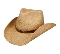 Stetson Chapeau en Paille Fair Oaks Western Femme/Homme - de Cowboy Raphia D'Ete avec Bandeau Cuir Printemps-ete Ete - XXL (62-63 cm) Nature