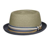 STETSON Chapeau en Paille Licano Toyo Pork Pie Femme/Homme - de Plage Soleil avec Doublure, Ruban Gros Grain Printemps-été - M (56-57 cm) Gris