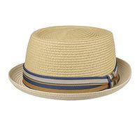 STETSON Chapeau en Paille Licano Toyo Pork Pie Femme/Homme - de Plage Soleil avec Doublure, Ruban Gros Grain Été Printemps-été - XL (60-61 cm) Nature