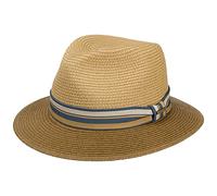 Stetson Chapeau en Paille Licano Toyo Trilby Femme/Homme - de Plage Soleil avec Ruban Gros Grain Ete Printemps-ete - M (56-57 cm) Marron