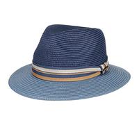 Stetson Chapeau en Paille Licano Toyo Trilby Femme/Homme - de Plage Soleil avec Ruban Gros Grain Été Printemps-été - XL (60-61 cm) Bleu