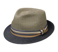 STETSON Chapeau en Paille Licano Toyo Trilby Femme/Homme - de Plage Soleil avec Ruban Gros Grain Été Printemps-été - S (54-55 cm) Bleu foncé
