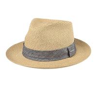 Stetson Chapeau en Paille Lintano Toyo Femme/Homme - Traveller de Soleil avec Ruban Gros Grain Ete Printemps-ete - S (54-55 cm) Nature