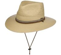 Stetson Chapeau en Paille Ralcott Traveller Femme/Homme - de Soleil Plage avec jugulaire, Bandeau Cuir Été Printemps-été - S (54-55 cm) Nature