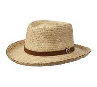 Stetson Chapeau en Paille Riftico Gambler Homme - de Raphia Soleil avec Bandeau Cuir Été Printemps-été - M (56-57 cm) Nature