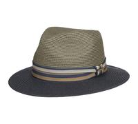 Stetson Chapeau en Paille Romaro Toyo Femme/Homme - Traveller d'été de Plage avec Ruban Gros Grain Printemps-été - M (56-57 cm) Gris