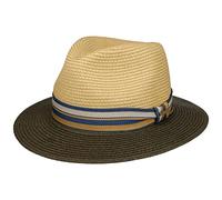 Stetson Chapeau en Paille Romaro Toyo Femme/Homme - Traveller d'été de Plage avec Ruban Gros Grain Été Printemps-été - L (58-59 cm) Olive