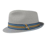 Stetson Chapeau en Paille Romaro Toyo Femme/Homme - Traveller d'été de Plage avec Ruban Gros Grain Printemps-été - M (56-57 cm) Gris