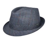 Stetson Chapeau en Soie Classic Trilby Homme - Made in Italy Tissu avec Doublure Printemps-ete Printemps Ete Automne Hiver - L (58-59 cm) Denim-Bleu Fonce