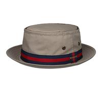 Stetson Chapeau en Tissu Classic Band Pork Pie Homme - Coton de Soleil avec Ruban Gros Grain, Grain Ete Printemps-ete - M (56-57 cm) Beige