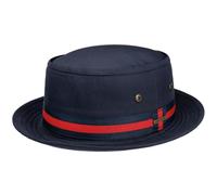 Stetson Chapeau en Tissu Classic Band Pork Pie Homme - Coton de Soleil avec Ruban Gros Grain, Grain Été Printemps-été - L (58-59 cm) Bleu foncé