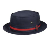 Stetson Chapeau en Tissu Classic Band Pork Pie Homme - Coton de Soleil avec Ruban Gros Grain, Grain Ete Printemps-ete - L (58-59 cm) Bleu Fonce