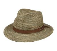 STETSON Chapeau en Zostère Crochet Traveller Femme/Homme - de Plage d'été Paille avec Bandeau Cuir Été Printemps-été - XL (60-61 cm) Nature