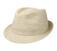 Stetson Chapeau Geneva Trilby en Lin Femme/Homme - Made in Italy Tissu d'été de Soleil avec Doublure Été Printemps-été - 53 cm Beige