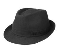 Stetson Chapeau Geneva Trilby en Lin Femme/Homme - Made in Italy Tissu d'été de Soleil avec Doublure Été Printemps-été - 63 cm Noir