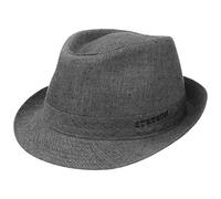 STETSON Chapeau Geneva Trilby en Lin Femme/Homme - Made in Italy Tissu d'été de Soleil avec Doublure Été Printemps-été - 57 cm Gris