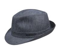 STETSON Chapeau Geneva Trilby en Lin Femme/Homme - Made in Italy Tissu d'été de Soleil avec Doublure Été Printemps-été - 59 cm Denim