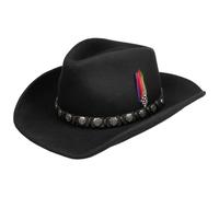 STETSON Chapeau Hackberry Western Homme - en Laine de Cowboy Feutre avec Bandeau Cuir Hiver Automne Été Printemps Printemps-été - M (56-57 cm) Noir