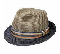 Stetson Chapeau Trilby Licano Toyo – Paille, Protection UV, Unisexe – XL Bleu foncé