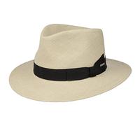 Stetson Chapeau Panama Hillcrest Traveller Femme/Homme - Made in Italy de Soleil d'été Plage avec Ruban Gros Grain Été Printemps-été - 57 cm Nature