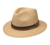Stetson Chapeau Panama Vermaron Traveller Homme - Made in Ecuador de Soleil D'Ete en Paille avec Bandeau Cuir, Cuir Printemps-ete Ete - M (56-57 cm) Nature