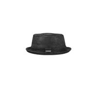 STETSON Chapeau Pennsylvania Pigskin Homme - Porkpie pour avec Doublure, Bandeau en Cuir Automne Printemps Hiver Été Printemps-été - XXL (62-63 cm) Noir
