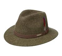 STETSON Chapeau Powell Traveller Femme/Homme - Made in The EU en Feutre de Laine pour Homme Outdoor avec Bandeau Cuir Hiver Automne Été Printemps Printemps-été - L (58-59 cm) Olive-moucheté