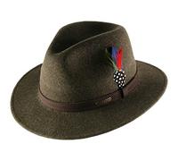 STETSON Chapeau Powell Traveller Femme/Homme - Made in The EU en Feutre de Laine pour Homme Outdoor avec Bandeau Cuir Hiver Automne Été Printemps Printemps-été - L (58-59 cm) Olive-moucheté
