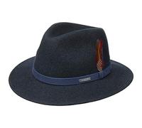 STETSON Chapeau Powell Traveller Femme/Homme - Made in The EU en Feutre de Laine pour Homme Outdoor avec Bandeau Cuir Hiver Automne Été Printemps Printemps-été - L (58-59 cm) Bleu