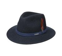 STETSON Chapeau Powell Traveller Femme/Homme - Made in The EU en Feutre de Laine pour Homme Outdoor avec Bandeau Cuir Hiver Automne Été Printemps Printemps-été - XL (60-61 cm) Bleu