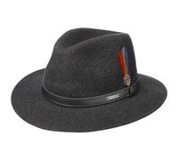 STETSON Chapeau Powell Traveller Femme/Homme - Made in The EU en Feutre de Laine pour Homme Outdoor avec Bandeau Cuir Hiver Automne Été Printemps Printemps-été - XL (60-61 cm) Anthracite