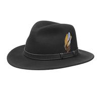 Stetson Chapeau Rutherford VitaFelt Homme - Made in USA Traveller en Laine avec Bandeau Cuir Printemps-ete Printemps Ete Automne Hiver - L (58-59 cm) Noir