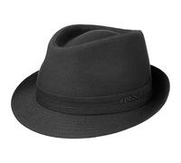 Stetson Chapeau Teton Trilby Femme/Homme - Made in Italy d'été en Coton de Soleil avec Doublure Printemps-été Été - 56 cm Noir