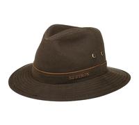 STETSON Chapeau Avasun Waxed Traveller Femme/Homme - en Tissu Outdoor Coton avec Passepoil Printemps-été Printemps Été Automne Hiver - L (58-59 cm) Marron foncé